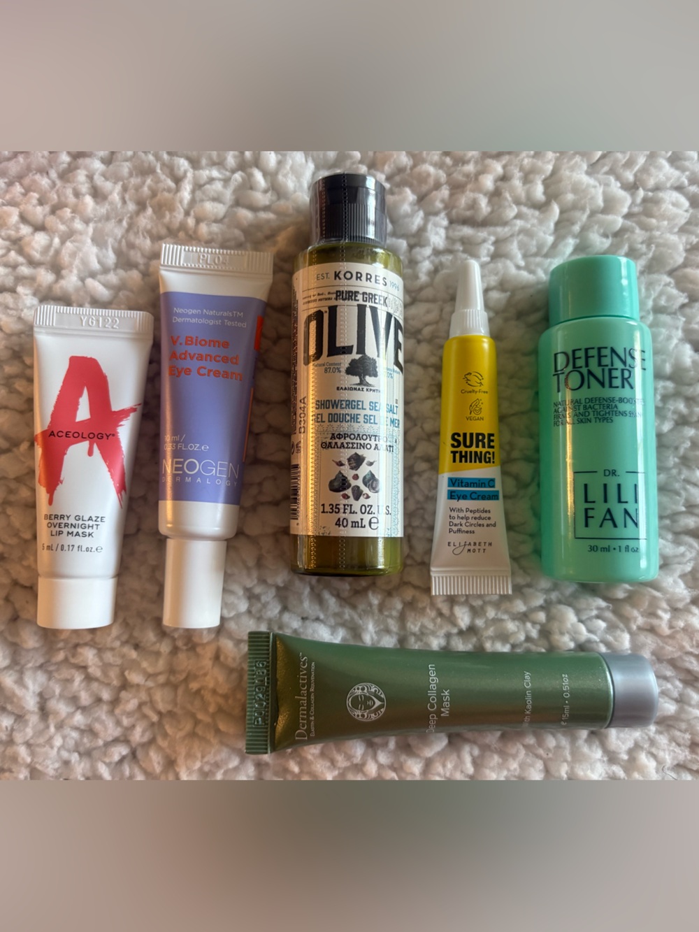 Assorted Skincare Mini Lot with Green Dermalactives Deep Collagen Mask